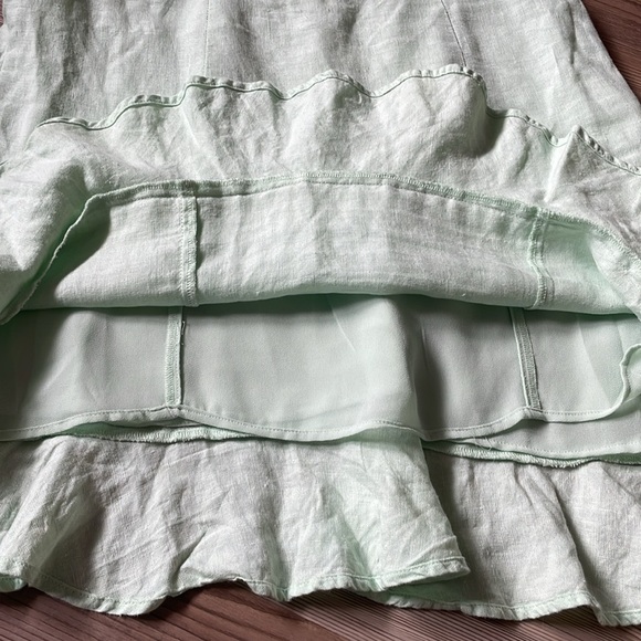 & Other Stories Linen Flounced Hem Mini Dress Mint Green Size 8 (Euro 38) Spring - Picture 10 of 15